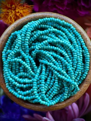 Size 11/0 Czech Glass- #766m Blue Green Matte Rainbow