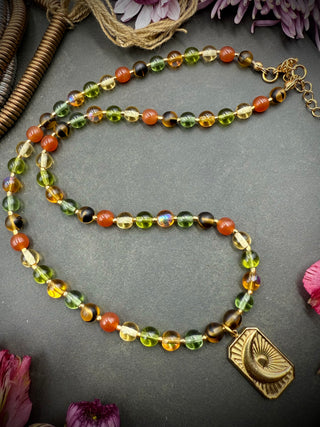 Tortoise Shell Moon Necklace 18"-20"