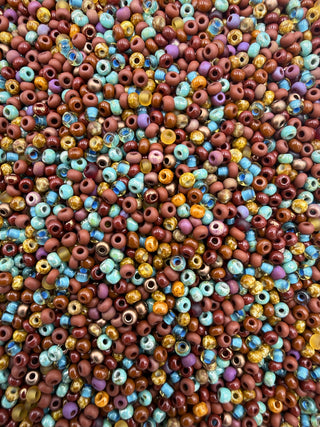 25 Gram Size 11/0 Czech Glass Mix- Turquoise Rust