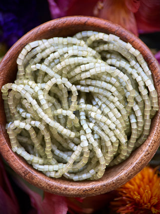 Size 11/0 2-Cut Czech Glass- #1496 Olivine Satin