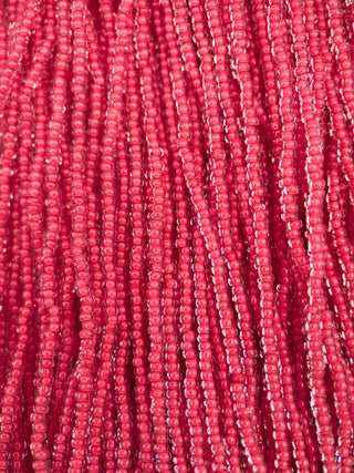 Size 11/0 Czech Glass- #1559 Crystal Intense Red Lined