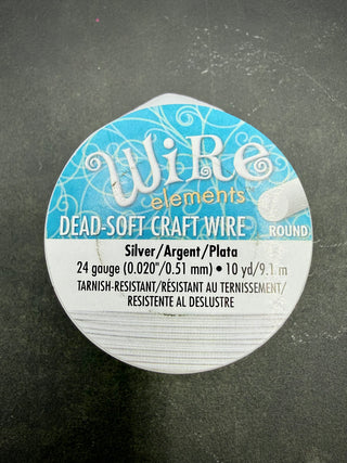 24 Gauge Round Craft Wire 8 Yards - SILVER