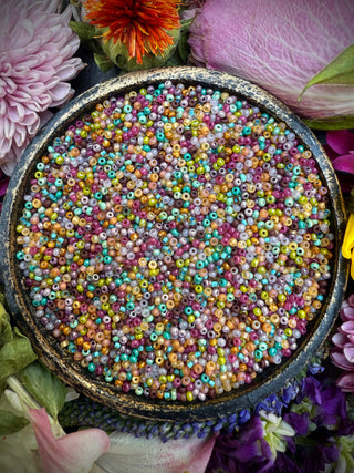 50 Grams- Size 11/0 Czech Glass Mix- Boysenberry Blue Green Olive