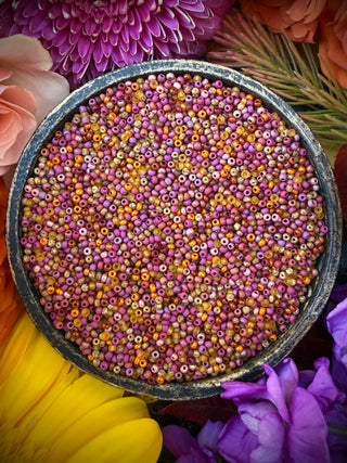 50 Grams- Size 11/0 Czech Glass Mix- Raspberry Marron Topaz