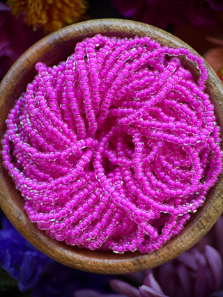 Size 11/0 Czech Glass- #1558 Crystal Intense Fuchsia Lined