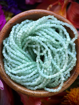 Size 11/0 2-Cut Czech Glass- #1199 Light Green Satin