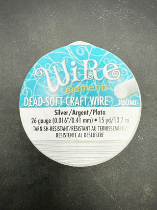 26 Gauge Round Craft Wire 15 Yards - SILVER