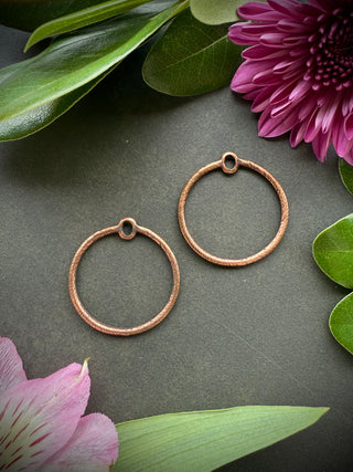 Small 30mm Etched Round Circle Hoop- Antique Copper