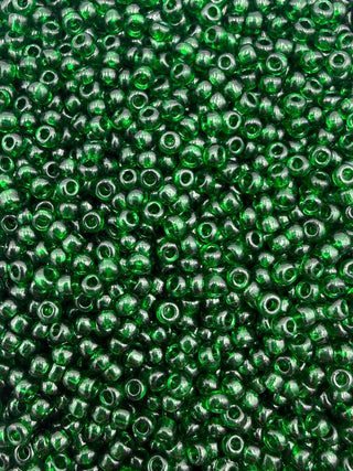 50 Grams- Size 8/0 Czech Glass- Dark Transparent Green