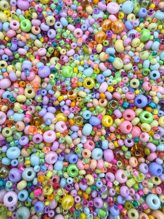 25 Grams Chunky Mix Size 11/0, 8/0 & 6/0 - Neon Taffy