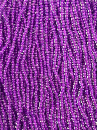 Size 11/0 Czech Glass- #408 Neon Purple Lined