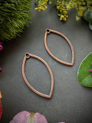 Small Etched 41X23mm Marquise Hoop- Antique Copper