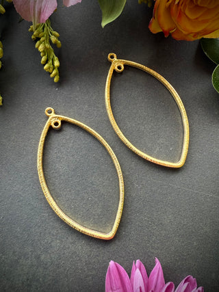 Large Etched 47X28mm Marquise Hoop- Gold