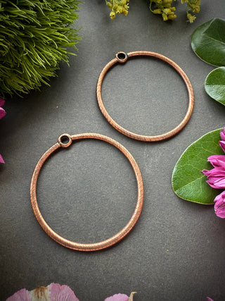 Large 42mm Etched Round Circle Hoop- Antique Copper