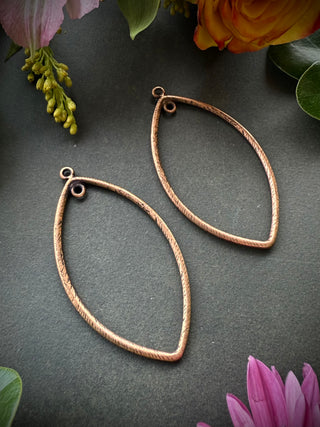 Large Etched 47X28mm Marquise Hoop- Antique Copper
