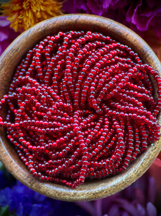 Size 11/0 Czech Glass- #14 Dark Ruby Silver Lined