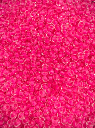50 Grams- Size 8/0 Czech Glass- Neon Pink Lined