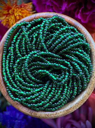 Size 11/0 Czech Glass- #651 Bottle Green Silver Lined