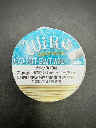 24 Gauge Round Craft Wire 8 Yards - GOLD