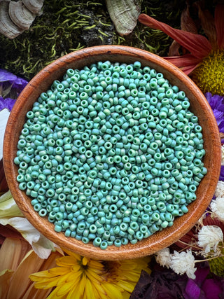 Size 11/0 Miyuki Round- 94699 Frost Opaque Glaze Rainbow Green