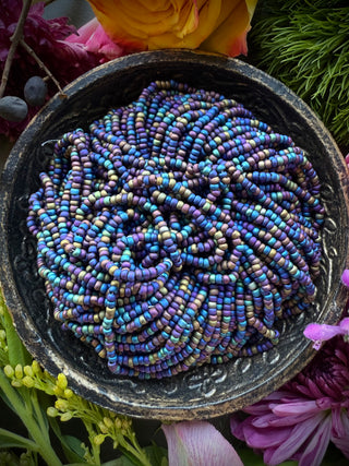 Size 11/0 Czech Glass- #462 Jet Matte Rainbow