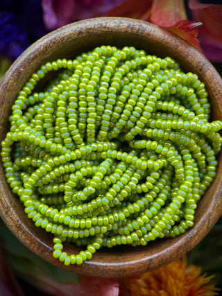 Size 11/0 Czech Glass- #1346 Olive Green Rainbow