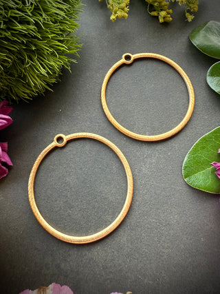 Large 42mm Etched Round Circle Hoop- Gold