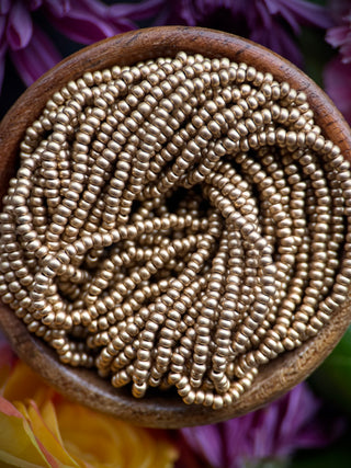 Size 11/0 Czech Glass- #591 Light Gold Supra Metallic