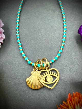 Teal Magnesite Gold Necklace