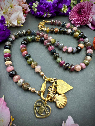 Tourmaline Rondelle Necklace 23"-25"