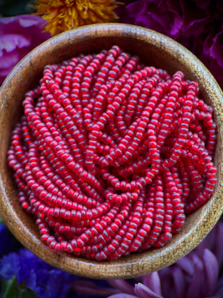 Size 11/0 Czech Glass- #14m Dark Ruby Silver Lined Matte