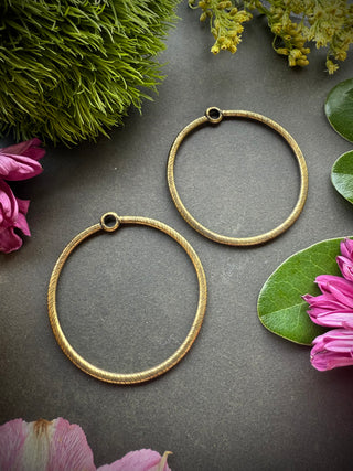 Large 42mm Etched Round Circle Hoop- Antique Brass