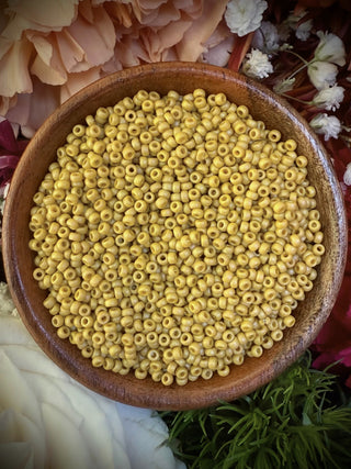 Size 11/0 Miyuki Round- 94692 Frost Opaque Glaze Rainbow Yellow