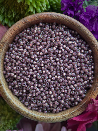 Size 11/0 Miyuki Round- 94249 Duracoat Silver Lined Rose Bronze