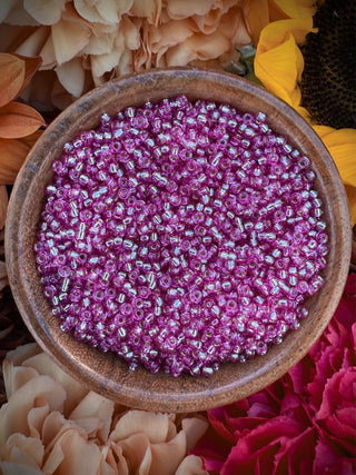 Size 11/0 Miyuki Round- 94277 Duracoat Silver Lined Dyed Orchid