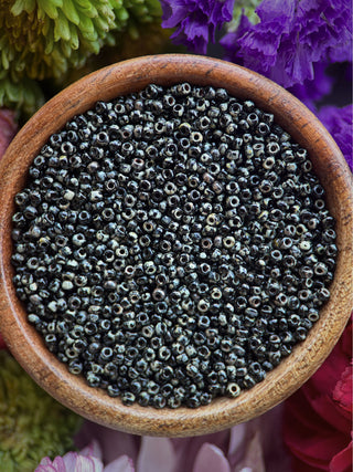 Size 11/0 Miyuki Round- 94511 Picasso Smoky Black