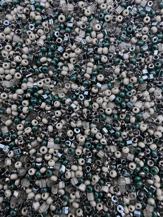 25 Gram Size 11/0 Czech Glass Mix- Dark Green Gray